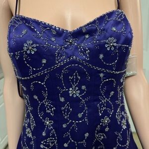Elegant Blue Beaded Dress